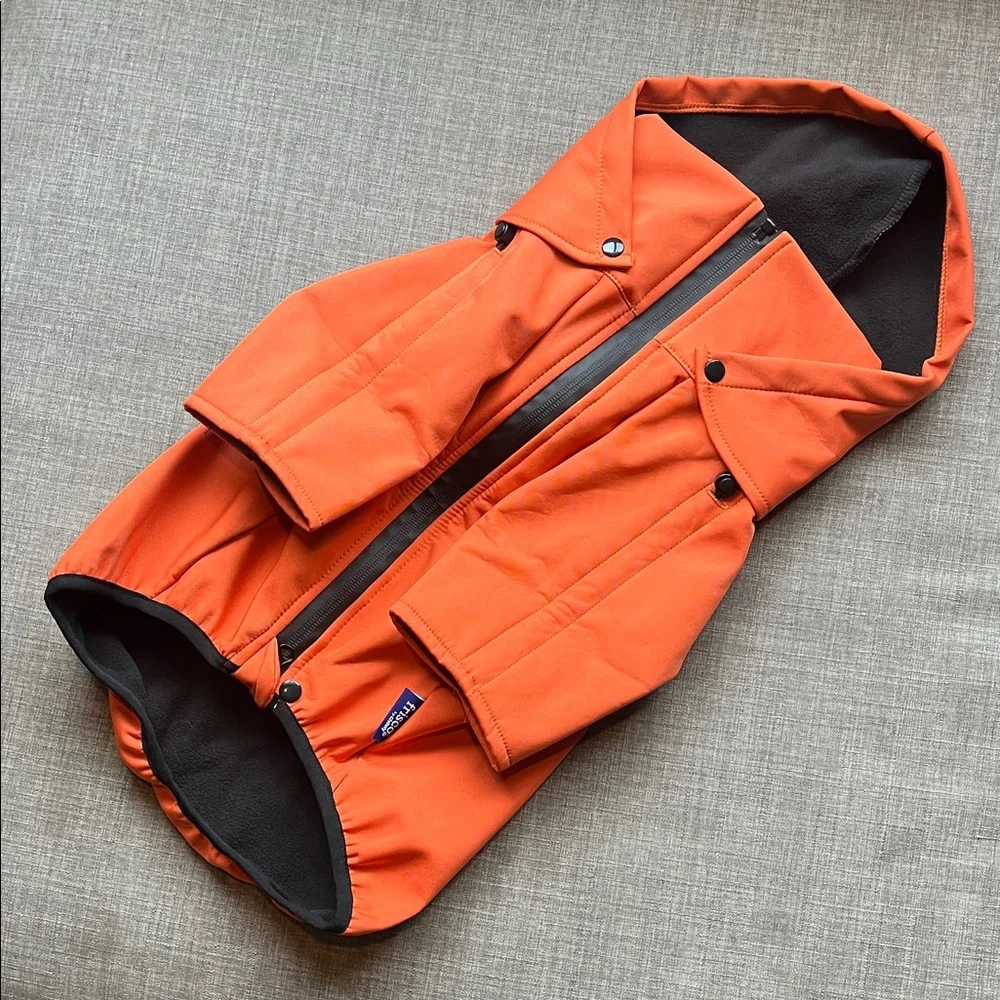 Frisco Bonded Wind & Water Resistant Dog & Cat Coat With Removable Hood Orange